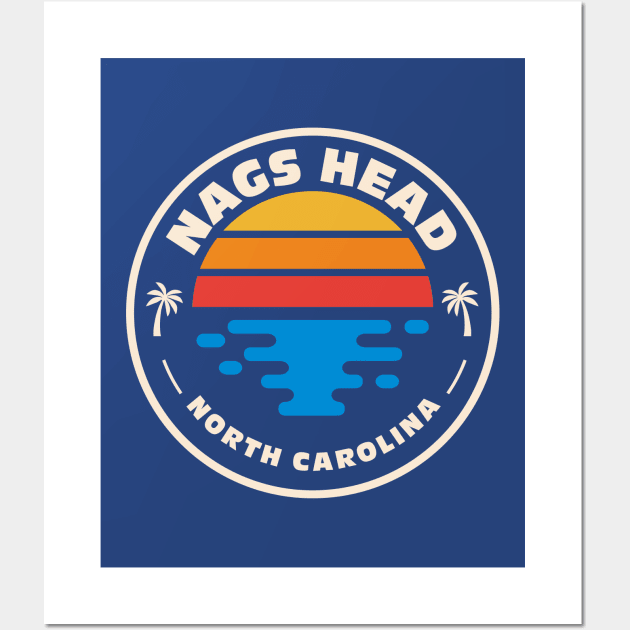 Retro Nags Head North Carolina Vintage Beach Surf Emblem Wall Art by Now Boarding